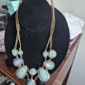 Carolee Gold-Tone Necklace with Blue-Green Opal-Effect Stones